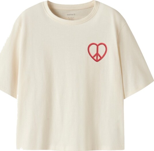 Name It T-skjorte - NkfKaren - Antique White - Name It - 7-8 år (122-128) - T-skjorte Beige Hvit