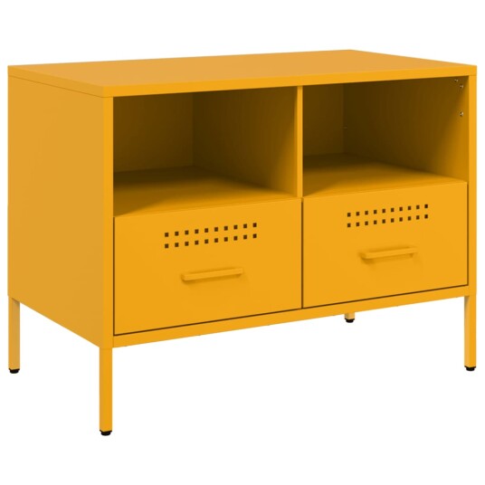 TV-benk sennepsgul 68x39x43,5 cm kaldvalset stål 843048