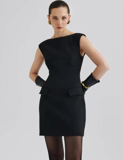 Malina Adelina High Neck Mini Dress Black 42 Malina Adelina High Neck Mini Dress Black 42