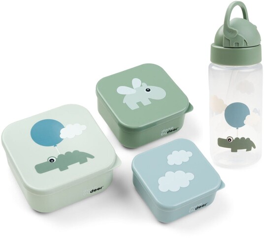 Done By Deer Happy Clouds Snackboks & Flaske, Green