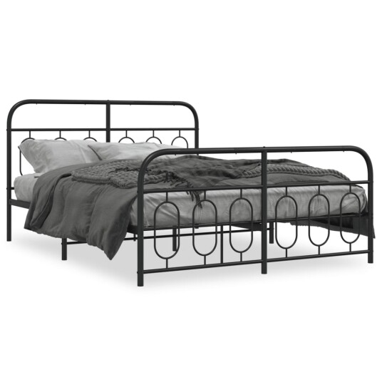  Sengeramme i metall med hode- og fotgavl svart 150x200 cm 8721102646072