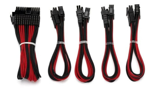 DUTZO Sleeved strm forlengerkabel kit v2 Svart/Rd DUTZO Sleeved strm forlengerkabel kit v2 Svart/Rd