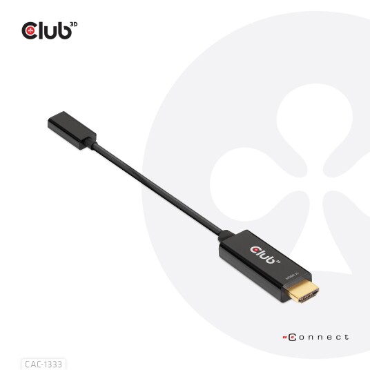 Club 3D HDMI til USB-C Adapter 4K 60Hz 0,22 m Gullkontakt Club 3D HDMI til USB-C Adapter 4K 60Hz 0,22 m Gullkontakt