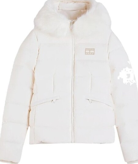 Tommy Jeans Tjw Slim Hood Puffer Down Ext   Cream   XS