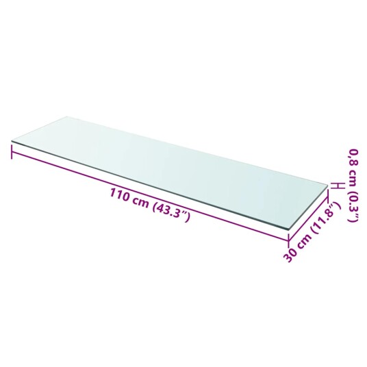 vidaXL Hyllepaneler 2 stk klart glass 110x30 cm vidaXL Hyllepaneler 2 stk klart glass 110x30 cm