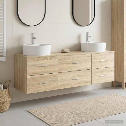 vidaXL Baderomsskapsett 3 stk. Sonoma eik 62,5 x 44,5 x 50 cm
