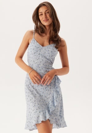 Pieces Pcnya Strap Flounce Dress Cashmere Blue Aop:flower XL
