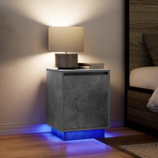 Nattbord med LED 2 stk betonggrå 38x34x50 cm Nattbord med LED 2 stk betonggrå 38x34x50 cm