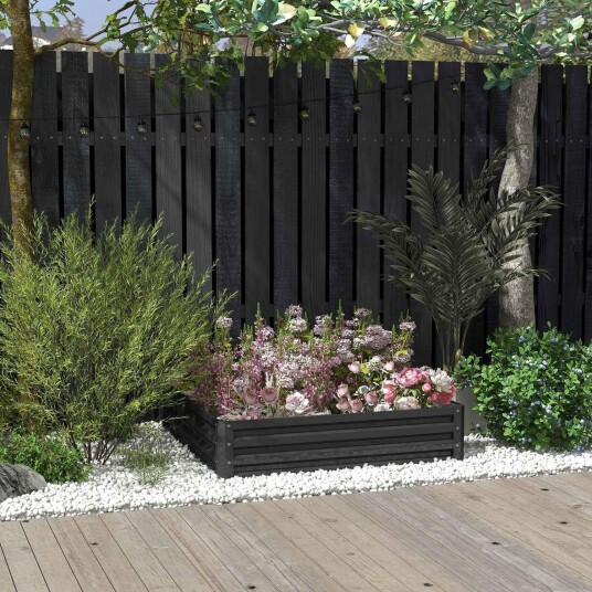 Høybed av stål blomsterkasse 120x120x30cm for hageterrasse balkong grå plantekasse grønnsaksbed