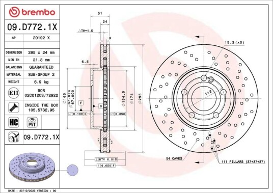 Bremseskive BREMBO 09.D772.1X