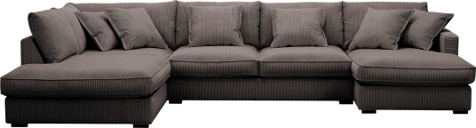 Rossita Lyx 5 seters høyrevendt U formet ekstra dyp sofa med divan og sjeselong i manchester   Brun