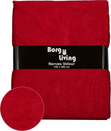 Borg Living Nervøs Fløyel - 9 Meter - Rød velourduk - 3 Pakker á 3 meter.