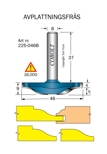 Cobolt 225-046B Fres R=12,7 D=46 L=9 Maskintilbehør & forbruk