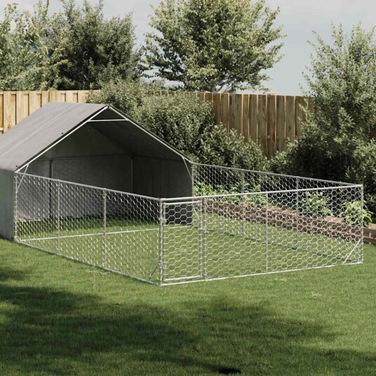 Vidaxl Utendørs Hundekennel Med Løpegård 7X3X1.9 M Galvanisert Stål
