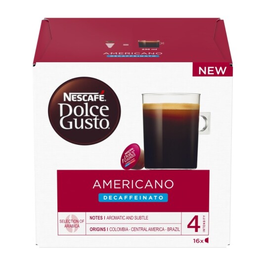 NESCAFÉ DOLCE GUSTO AMERICANO DECAFFEINATO KAFFEKAPSLER 16 STK 12521310 NESCAFÉ DOLCE GUSTO AMERICANO DECAFFEINATO KAFFEKAPSLER 16 STK 12521310