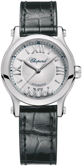 Chopard Dameklokke 278573 3011 Happy Sport Sølvfarget/Lær Ø30 mm