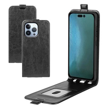 iPhone 14 Pro Max Vertikalt Flip-Deksel med Kortlomme Svart