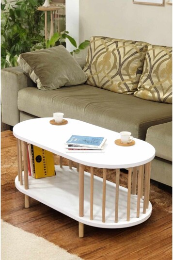 Sofabord Hanah Home Peka Round (90 x 43 x 45 cm) Hvit - Hvit