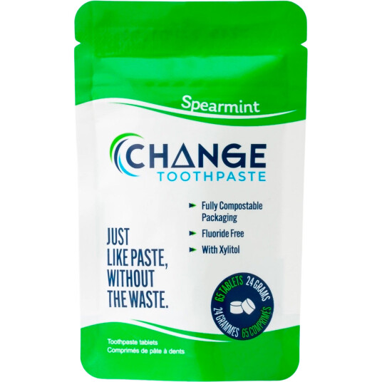 Xylitol Tannpasta Tabletter CHANGE Spearmint Fluorfri 65 stk. Xylitol Tannpasta Tabletter CHANGE Spearmint Fluorfri 65 stk.