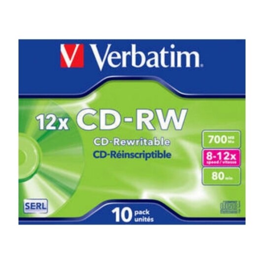 Verbatim CD Rw 700MB 8X12 H S 10pk Verbatim CD Rw 700MB 8X12 H S 10pk