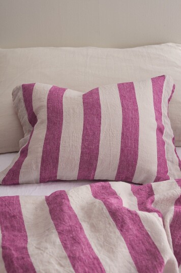 Ellos Home   Putevar Candice Block Stripe i vasket lin   Flerfarget