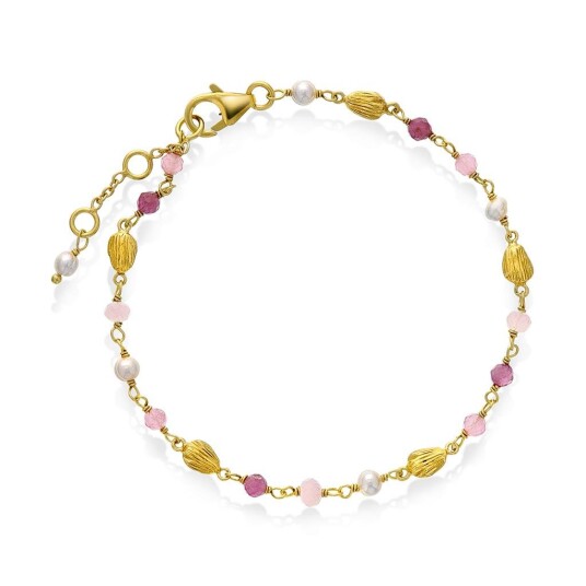 Shapes by Gulldia Raven armbånd i forgylt 925 sølv med naturstener
