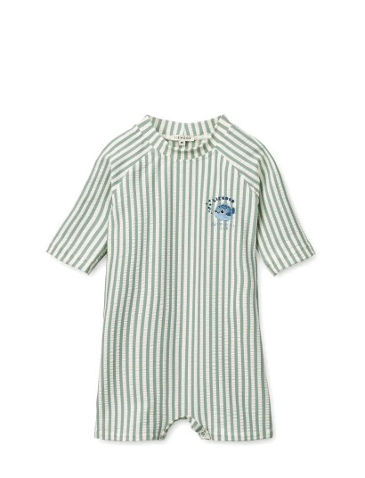 Liewood Thor Seersucker Baby Swim Jumpsuit Green 56 Liewood Thor Seersucker Baby Swim Jumpsuit Green 56