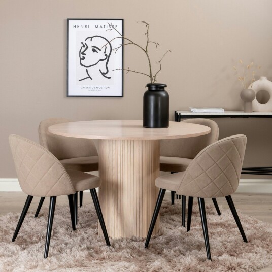 Spisegruppe Venture Home Bianca Rund med 4 Valentina Stitcthes Stoler Polyester