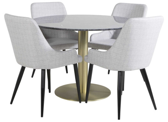 Venture Design Estelle & Plaza spisegruppe Svart/grå 4 st stoler & bord 106 cm