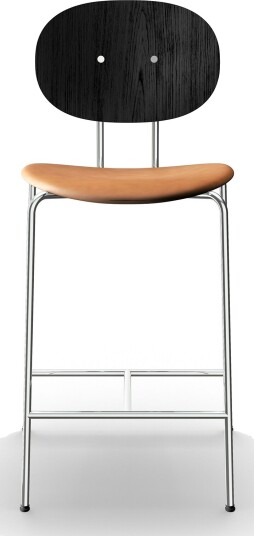 Sibast Furniture Piet Hein Barkrakk Krom Sort Eik og Cognac Skinn