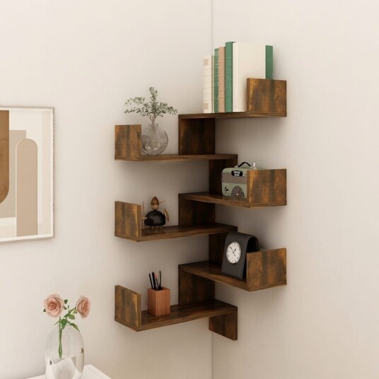 vidaXL Vegg hj?rnehyller 2 stk r?kt eik 40x40x50 cm konstruert tre