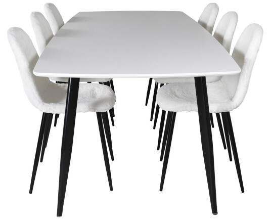 Venture Design Polar & Polar spisegruppe Hvit/hvit 6 st stoler & bord 240 x 100 cm