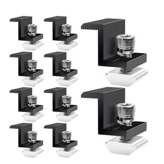 Endeklemme i aluminium - 30 mm brakett for solcellepaneler 10-pk