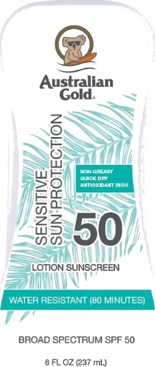 Australian Gold SPF 50 Solkrem for sensitiv hud med grønn te og Aloe Vera - 237 ml
