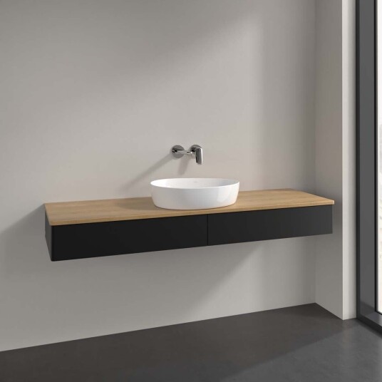 Villeroy & Boch  Antao Servantskap med 2 skuffer 160x50x19 cm m/lys Sort Matt/Eik