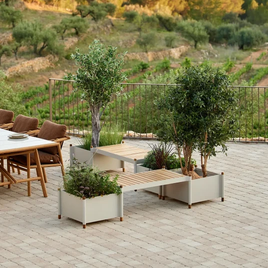 Cane line Sticks planter benk inkl. 2 plantekasser Teak/sand