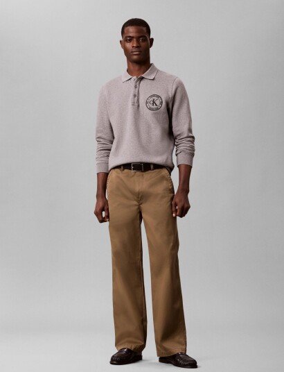 Calvin Klein Jeans Ls 350Terry Eu Graphic Polo Swea Grey M