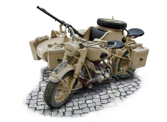 Italeri 1/9 BMW R75 Tysk Militær Motorsykkel med Sidevogn Modellbyggesett Italeri 1/9 BMW R75 Tysk Militær Motorsykkel med Sidevogn Modellbyggesett