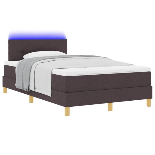 LED Box Springer Bed Mørk brun 120 x 190 cm stoff LED Box Springer Bed Mørk brun 120 x 190 cm stoff