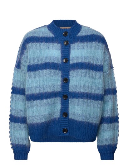 Stella Nova Striped Cardigan In Wool Mix Blue S