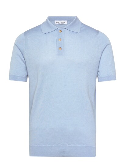 Davida Cashmere Man Fine Knit Pique   Blue   S