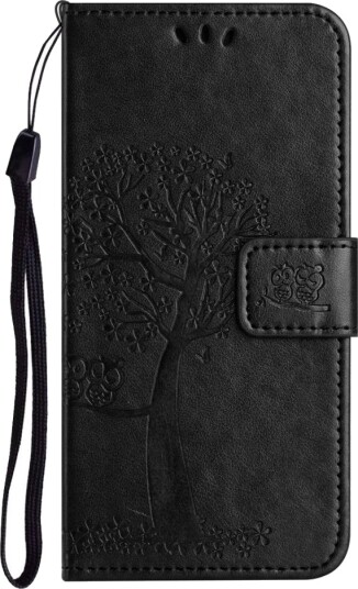 Trolsk Lommebokdeksel Tre og Ugle (iPhone 15 Pro Max) Svart