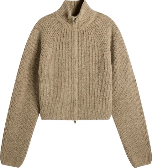 J. Lindeberg Whitney Rib Knit Full Zip   Beige   XL