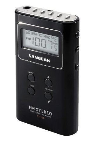 Sangean DT-120 AM/FM Lommeradio med Klokkeradio, Svart