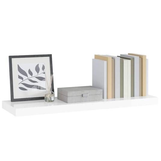 vidaXL Flytende vegghylle h?yglans hvit 90x23,5x3,8 cm MDF vidaXL Flytende vegghylle h?yglans hvit 90x23,5x3,8 cm MDF