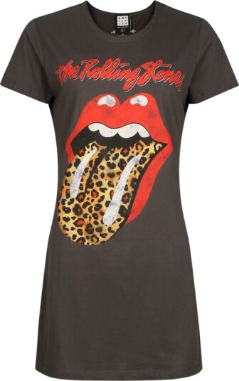 The Rolling Stones Kort kjole Amplified Collection Leopard Tongue S til L Damer koksgrå