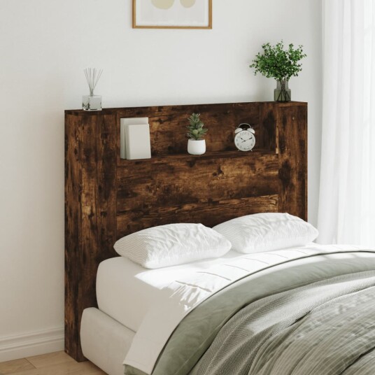 Hodegavl skap med LED røkt eik 120x16,5x103,5 cm 8721012465572
