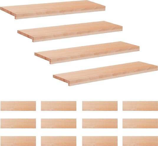 vidaXL Trappetrinn 16 stk. 90 x 25 x 2 cm Naturlig Massiv bøketre