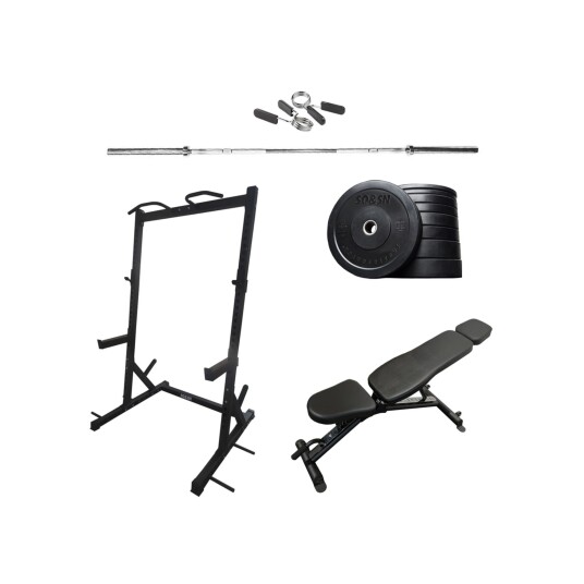 SQ&SN Styrkesett 150 kg m/Benk & Squat Rack SQ&SN Styrkesett 150 kg m/Benk & Squat Rack