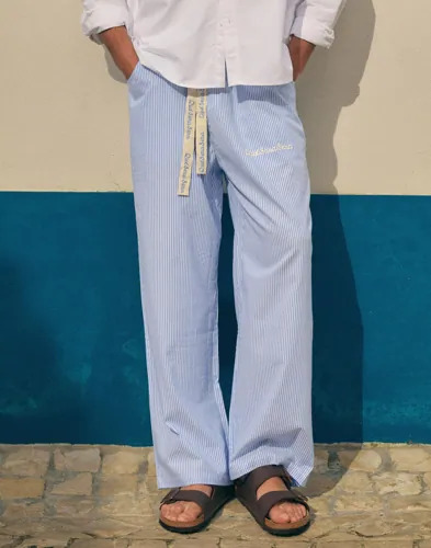 Que Sera Sera Shawn Stripe Pant Slacks Blå
